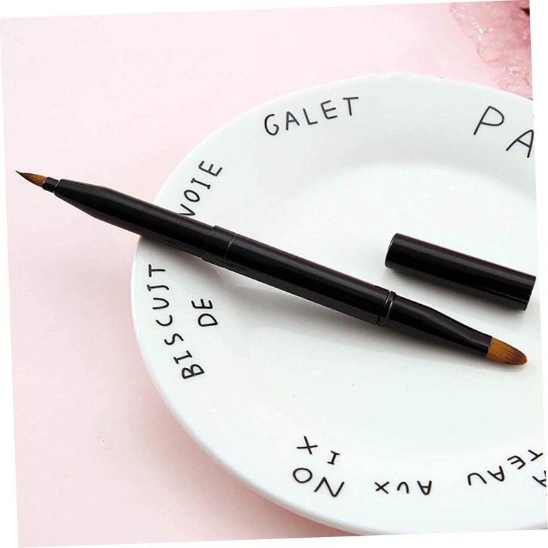 FRCOLOR 2pcs Retractable Double-ended Lip and Eyeliner Brush Portable Makeup
