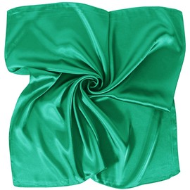Dolebao 35 inches Womens Solid Color Large Satin Silk Feeling Formal Scarf Wrap Chiffon Square Neck Scarf Handkerchief - Green