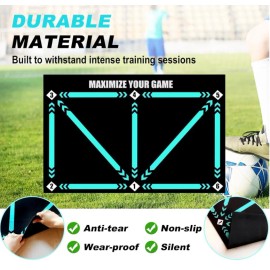 Professional Football Training Mat Non-Slip Soccer Footwork Practice Rug Home Gym Floor Mat for Kids & AdultsSize: 40*60cm, Color: black