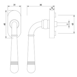 Beschläge Hamburg: Emily DK 07 Window Handle/Window Lever - Rotation/Tilt Window Fitting with 45° Grid - Window Set Window Lever (Polished Nickel MPN PVD)