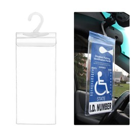 JUSTTOP Handicap Parking Placard Holder, 11.6"×5" Ultra Transparent PVC Disabled Parking Permit Sign Sleeve, Auto Handicapped Placard Protective Cover Holder with Large Hanger