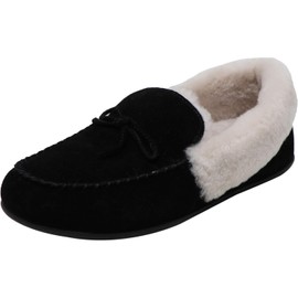 FitFlop Womens Clara Glimmerwool Moccasin Slipper Shoes, Black, US 6