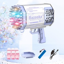 SOYTO Máquinas para Burbujas con 69 Agujeros,Colorido Fuerte Luz de Viento Máquina, Adecuado Juguetes de Verano para niños al Aire Libre,con 6 Aguas de Burbujas,para Fiestas,Cumpleaños,Bodas (Violeta)