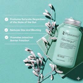 Phytoceutics Bettergut Pre & Postbiotic – Gut Health Supplements for Men & Women – Butyrate Generator to Support Overall Well-Being – Reduce Gas, Bloating & Inflammation – 30 Capsules