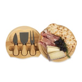 TOSCANA - a Picnic Time brand Brie 7-1/2-Inch Board with Cheese Tools, 1 Count, Parawood