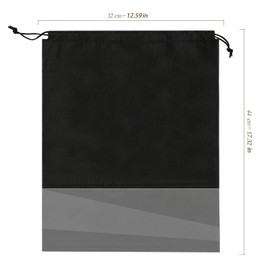 HEIHAK 20 PCS Shoe Bags for Travel, Large Portable Drawstring Shoes Storage Bags Organizers with Clear Slots, Dust Proof Fabric Packing Pouch for Men Women Daily Storage, Black