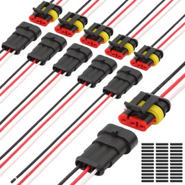 CNHAIHD Connector Waterproof, 16 AWG Automotive Electrical Connectors Male and Female Way with Heat Shrink Tubing for Car Truck Boat and Other Wire Connections (3pin 6 Kits)
