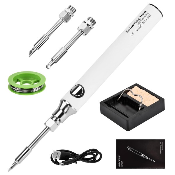 Cordless Soldering Iron Kit, 8W USB Rechargeable, 3 Temperature Modes,