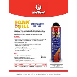 Red Devil 0924 Spray Foam & Fill Window & Door Gun Foam, Off White, 24 oz., 1 Pack