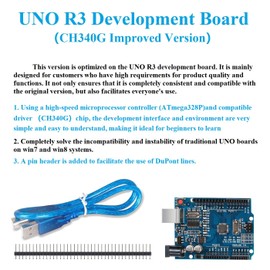WWZMDiB UNO R3 Board Compatible with Arduino IDE ​​with USB Cable and 2.54mm Straight Pin Header ATmega328P