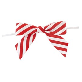 Pre-Tied Striped Christmas Bows - 3 1/4" Wide, Set of 12, Red & White Candy Cane Stripes, Wired Craft Ribbon, Christmas, Wreath, Swag, Gift Bows, Gift Basket, Winter Decor, Valentine's Day