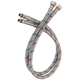 Homevacious 16-Inch Long Bathroom Kitchen Faucet Connector Braided Supply Hose 3/8-Inch Female Compression Stainless Steel Sink Faucet Connection Thread x M10 Male Connector x 2 Pcs (1 Pair)