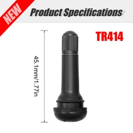 100Pcs TR414 Tyre Tire Valves Stem, Snap in Black Rubber Tire Valve Stem Universal Car Motorcycle Replacement