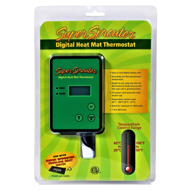 Super Sprouter Seedling Heat Mat Digital Thermostat - Accurately Control