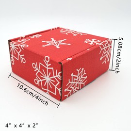 Green Recyclable Cardboard Small Gift Mailer Boxes for Shipping Packaging Craft Gifts Giving Products (Red and White, 4 x 4 x 2 Inch)