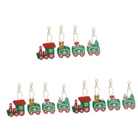 TEHAUX 12 Pcs Full Drill Pendant Christmas Stocking Stuffer Santa Keychain 5d DIY Keychain Metal Key Ring Handbag Charms Christmas Christmas Party Bag Fillers Car Trim Diamond Train
