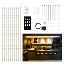DAYBETTER Under Cabinet Lighting kit, 10 PCS LED Strip Lights with Remote, Dimmable Under Cabinet Lights for Kitchen Cabinet, Counter, TV Back,Showcase 2700K-6500K Warm to Daylight White,Timing,16.4ft