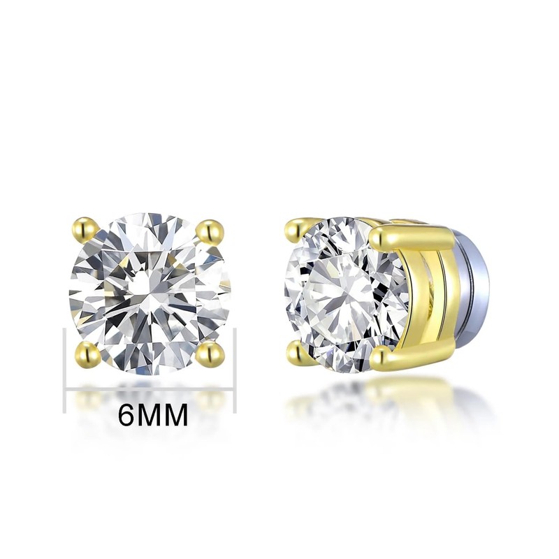 Gold Plated Round Magnetic Clip On Earrings with Zircondia® Crystals,