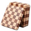 SUZLFTDZSW Wood Coasters with Checkerboard Pattern, Square, 4" Diameter, 2