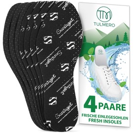 TULMERO 4 Pairs of Shoe Insoles Against Sweaty Feet - Activated Carbon Insoles Anti Odour Size 47