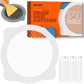 30 Pack Disposable Shower Drain Hair Catcher Mesh Stickers, Drain Cover Sticker Strainers for Shower Bathroom, Anti-Clogging, 3.54inch