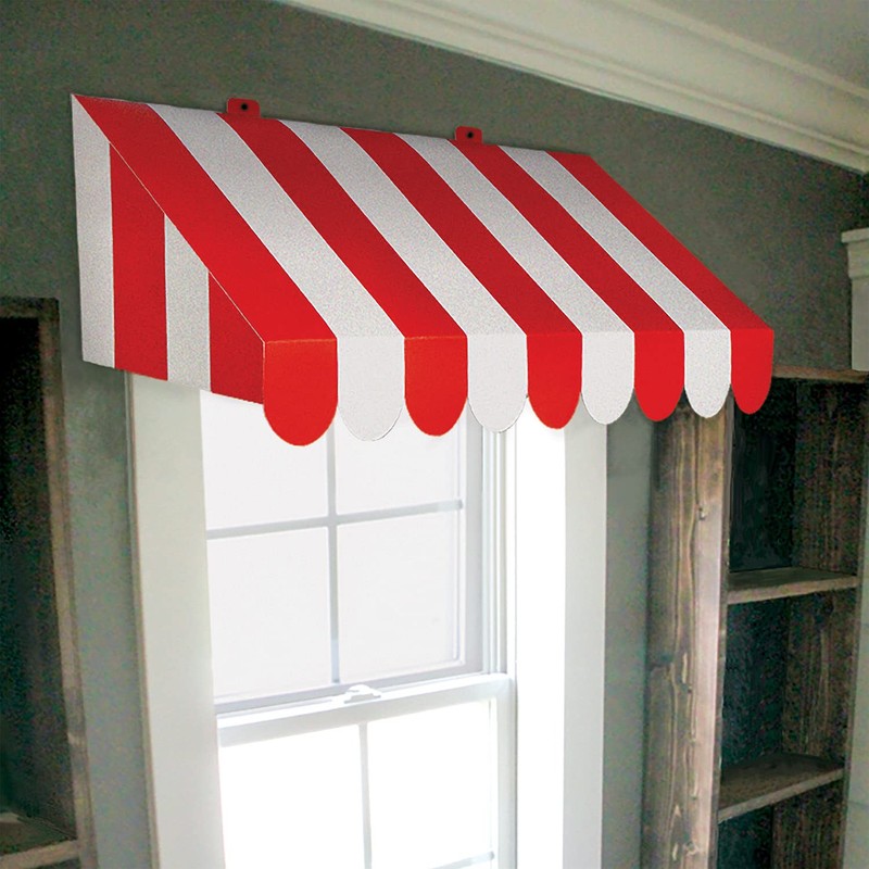"Beistle 3D Awning Wall Decorations, 2-Count Red and White Striped