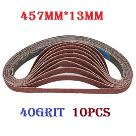 MiJunHD 13mm X 457mm Sanding Belts, 10Pcs 40Grit Aluminum Oxide Grinding Abrasive Belts for Belt Sander, Used for Woodworking & Metal Polishing