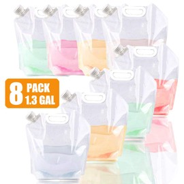 8 x 5L Litres/ 10.6 Gal Collapsible Water Jug Container, Freezable, BPA Free Plastic Water Carrier Tank, Outdoor Folding Water Bag for Sport Camping Riding Mountaineer, Food Grade