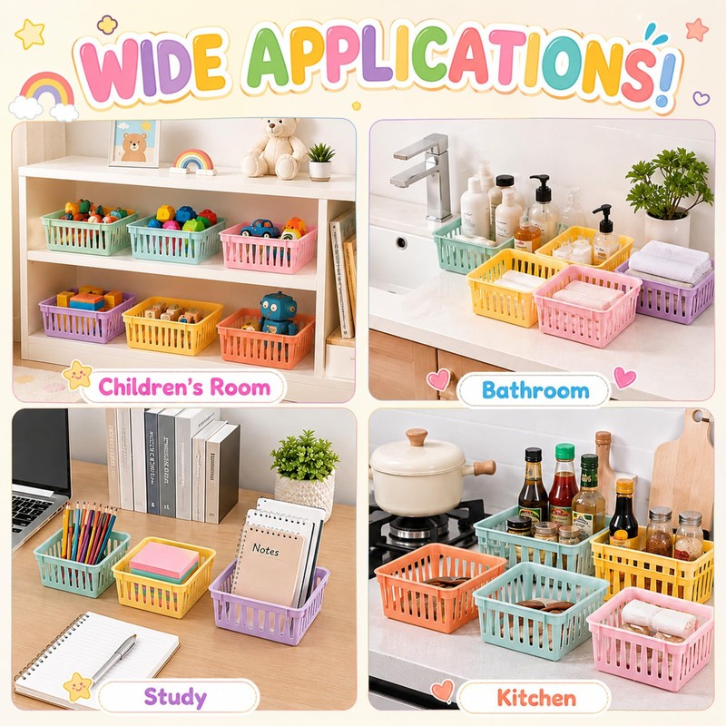 gisgfim 12 Pack Small Plastic Baskets for Organizing Classroom Storage