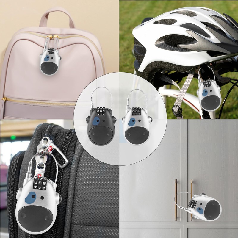 2Pcs Retractable Wire Combination Lock, 3 Digit Cod Anti-Theft Telescopic