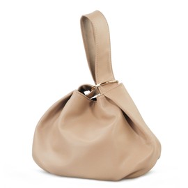 Women's Clutch Soft Vegan Leather Hobo Top Handle Bag Small Tote Purse (Nude)