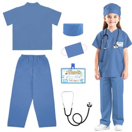 RioRand Doctor Costume for Kids,Toddler Nurse Scrubs with Accessories Christmas Dress Up Cosplay For Boys Girls 3-11 Years
