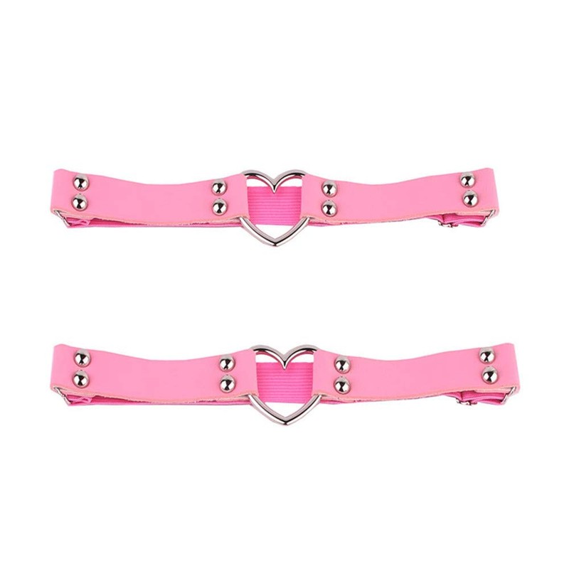 2Pcs Adjustable Punk Rock Thigh Garter Heart Leg Garter Belts