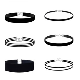 Ceeyoll 6 Piece Necklace Set, Black Velvet Chain for Women, Necklaces for Women, Jewellery Chains, Necklaces, Velvet Chains, Black Velvet Chains for Women and Girls