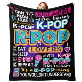 Zzkol Kpop Gifts for Women Girls Teen Flannel Throw Blanket, Korean Pop Music Present for Korea Friends K-Pop Lovers Fans, Funny Soft Bedding Sofa Blanket Birthday Ideas 50" x 60"