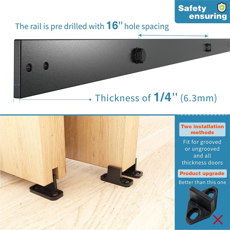 ZEKOO 5 FT Bypass Barn Door Hardware Kit, Single Track,