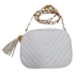 Brightrust Shoulder Bag, Crossbody Bag, Mini Messenger, Smartphone Pouch, Wallet, Chain, Tassel, white
