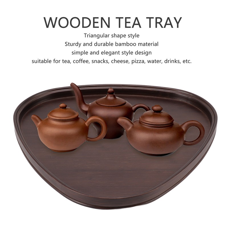 Wood Serving Tray Sturdy Bamboo Simple Elegant Triangular Multifunction Wooden