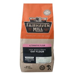 Fairhaven Mill Organic Oat Flour - Milled from Oat Groats - Sweet & Nutty Flavor - Ideal for Cookies, Breads, Treats - 5 lbs Bag - 8514