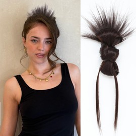 Messy Bun Hair Piece for Women Clip-On Feathered Bun Wig,Hgyugrf Messy Bun Hair Piece with Claw Clip Short Ponytail Hair piece for Thin Hair(Chocolate Brown)
