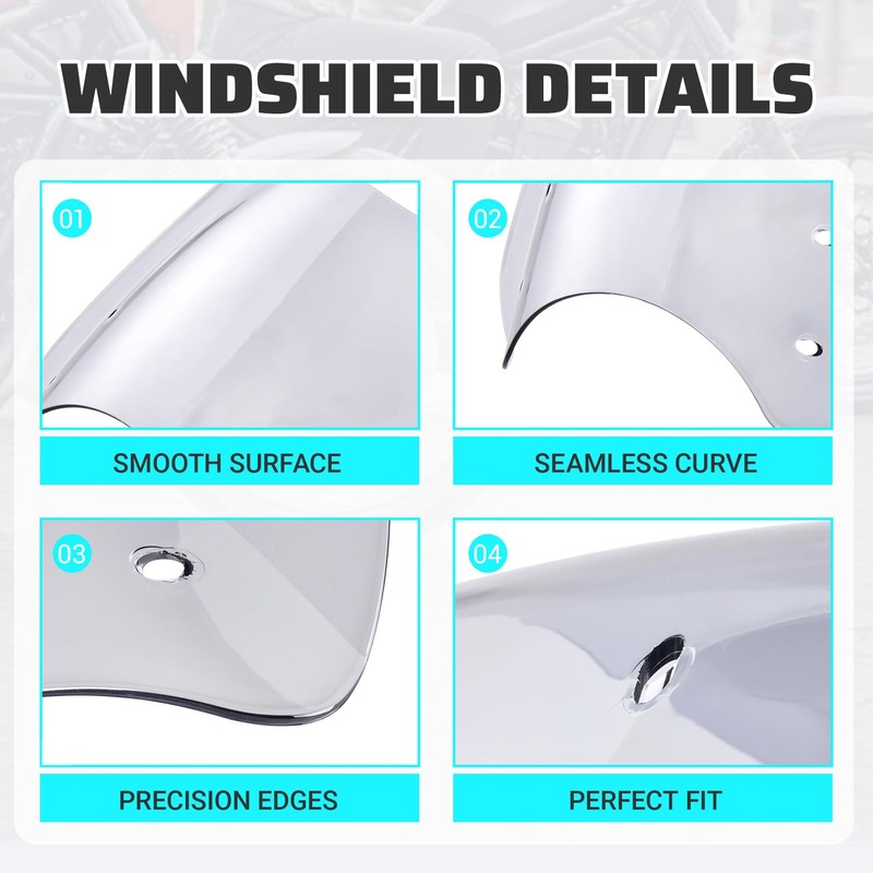 Motorcycle Windshield Deflector with Bracket Windscreen Fit for Rebel 500