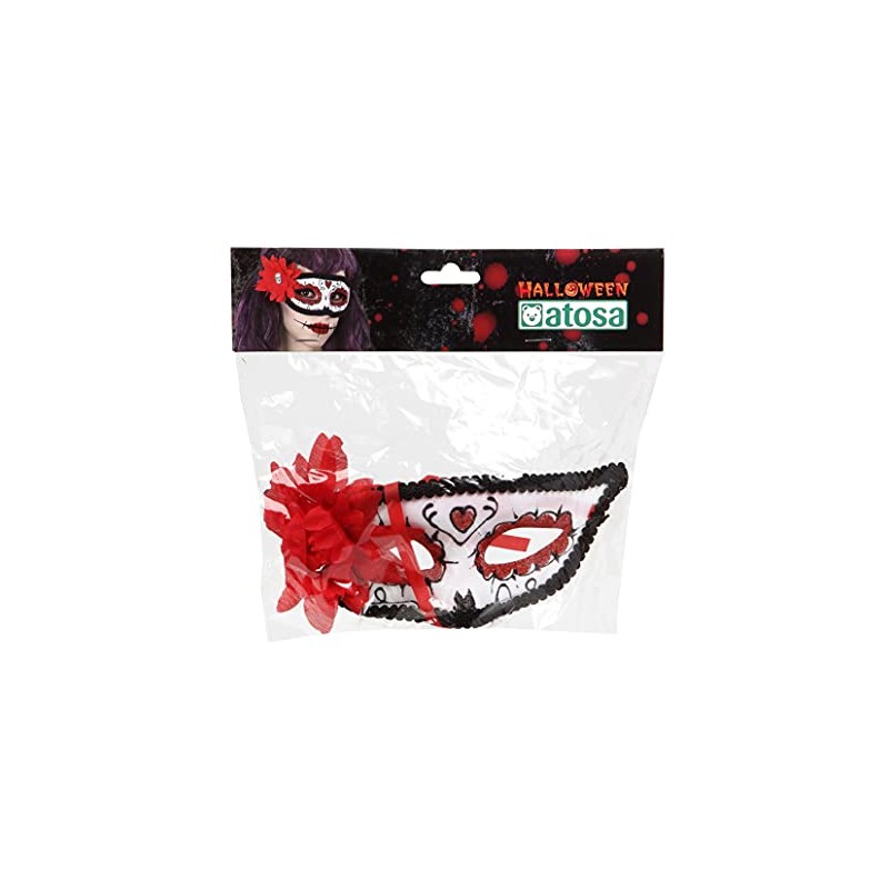 Generique Day of the Dead Eye Mask with Red Flower