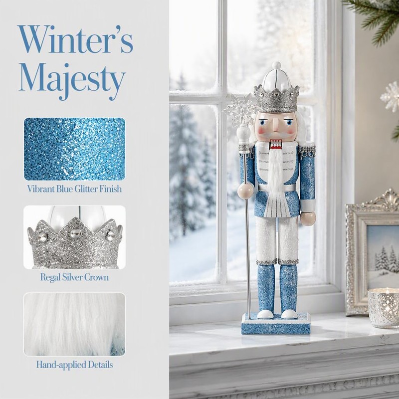 CutitiUU 30CM Christmas Nutcracker Blue Snowflake King