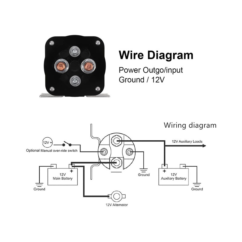 500 Amp Battery Isolator for Mobile Audio Relay Continuous Battery