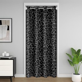 Erosebridal African Cheetah Blackout Curtain 34" W X 80" L for Bedroom,Leopard Print Door Curtain for Doorway Privacy,Grey Animal Skin Door Drape,Wildlife Room Divider Curtain