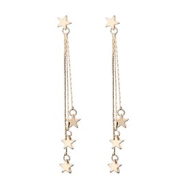 Meteor Star Pendant Tassel Earrings Long Dangle Drop Earrings Gold and Silver Lucky Star Dangle Earrings Lightweight Hypoallergenic Jewelry for Women (Gold)