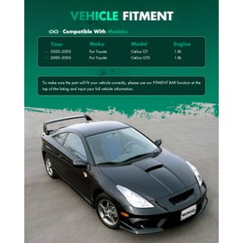 SCITOO Glossy Black Spoiler Wing Body Kit Compatible with 2000-2005 for Toyota Celica Rear Trunk Spoiler Wing Splitter Chin Exterior Diffuser