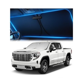 Windshield Sunshade for GMC Sierra 1500 2500 3500 (SLT AT4 Denali) 2019-2025 - No-Light-Pass Technology, Mirror Cut-Out, Blocks 99% UV Rays, Fade-Resistant, Easy-Fold Sierra Windshield Sun Shade