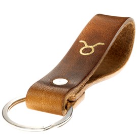 ELBERCRAFT® Keyring Leather Zodiac Sign Chrome Free Zodiac Sign, Taurus 21/04 - 20.05, Modern