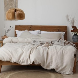 XZ XIFA Linen Duvet Cover Twin, 100% Washed French Flax Linen Bedding Set with Zipper Closure, Cooling & Textured Bed Sets for Hot Sleepers(1 Duvet Cover, 1 Pillowcases)